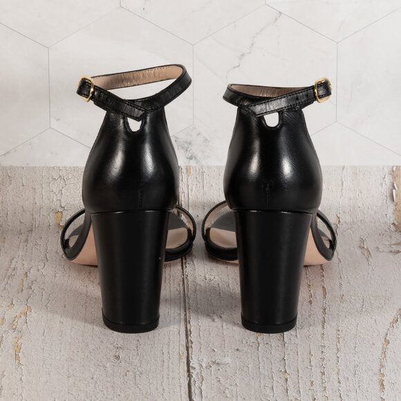 Stuart Weitzman Nearlynude Ankle Strap City Sandal Black Dress Nappa 8 M - Picture 3 of 15